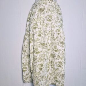Rachel Zoe 100% Linen Chinoiserie Green and White Skirt